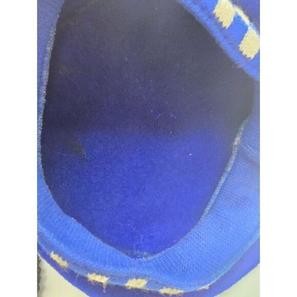 Vintage Blue Wool Beret With Pom Pom & Checkered Inner Band - Picture 4 of 5